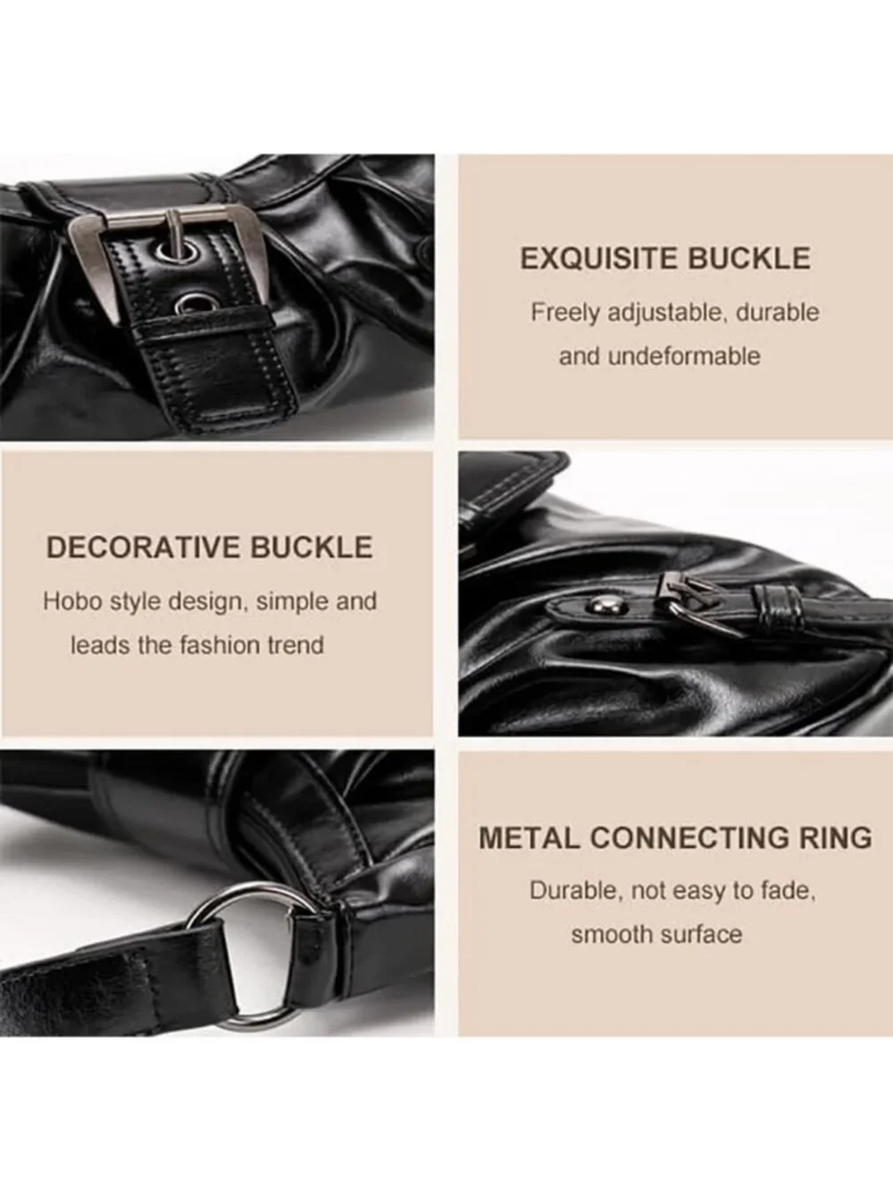 Trendy Y2K Leather Hobo Clutch Purse for Women, Punk Style Shoulder Bag